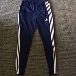 Adidas navy and white soccer pants, climacool.